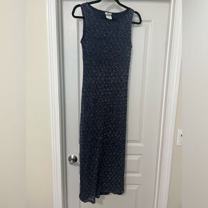 Jalate dress • medium • 90's vintage vtg • blue and sparkly silver